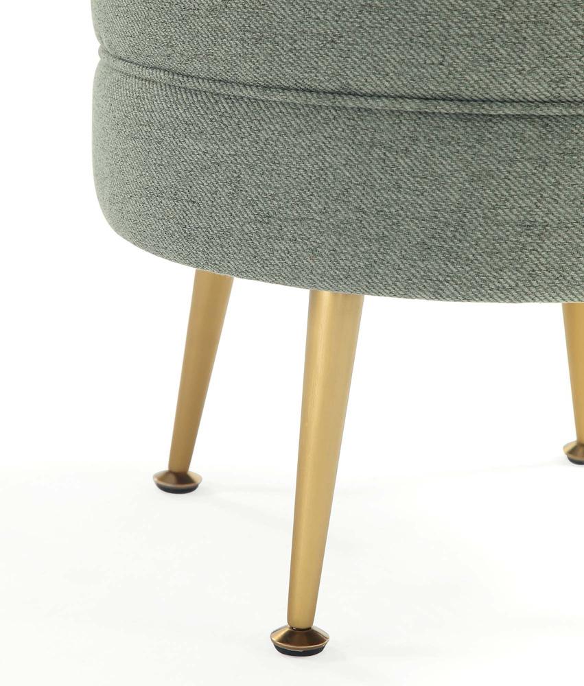 Manhattan Comfort - Bailey Woven Polyester Blend Ottoman with Stainless Steel Legs in Sage Green - Set of 2, Gold Chromed - 2-OT003-SG veiw 5