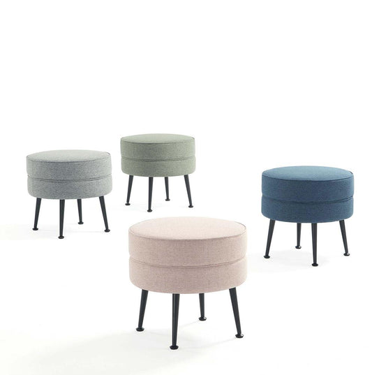 Manhattan Comfort - Bailey Woven Polyester Blend Ottoman with Stainless Steel Legs in BlueGreyOatmeal Sage Green - Set of 4 - 4-OT003-BK veiw 1