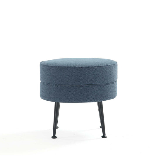 Manhattan Comfort - Bailey Woven Polyester Blend Ottoman with Stainless Steel Legs in BlueGreyOatmeal Sage Green - Set of 4 - 4-OT003-BK veiw 2
