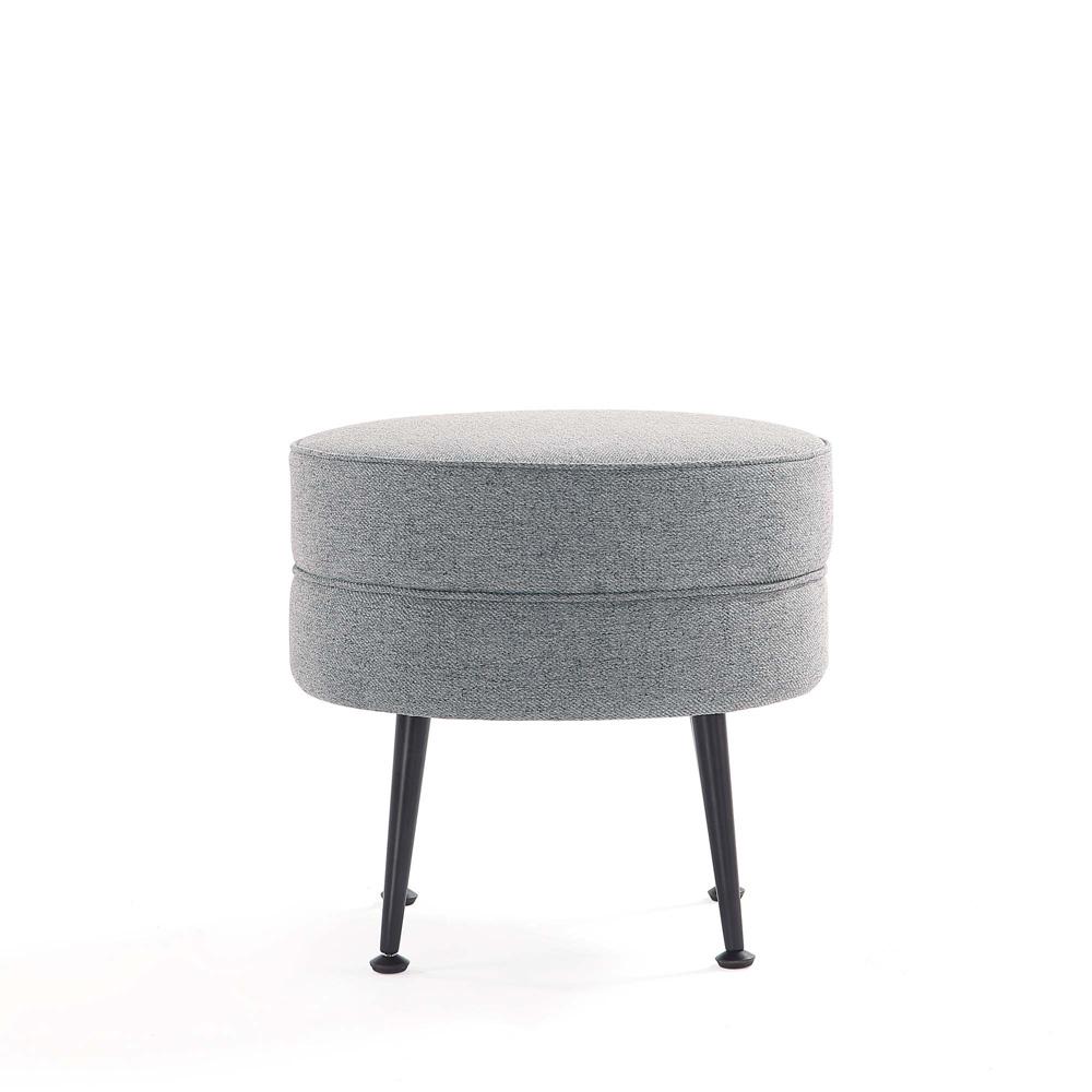 Manhattan Comfort - Bailey Woven Polyester Blend Ottoman with Stainless Steel Legs in BlueGreyOatmeal Sage Green - Set of 4 - 4-OT003-BK veiw 4