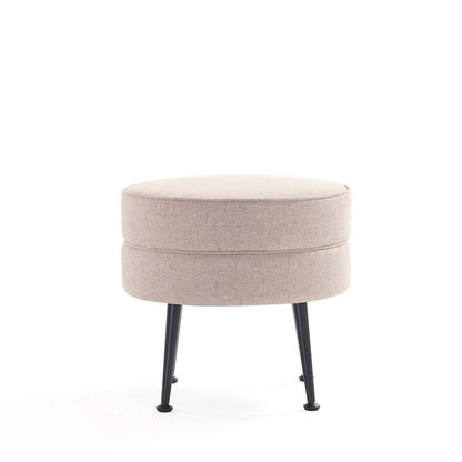 Manhattan Comfort - Bailey Woven Polyester Blend Ottoman with Stainless Steel Legs in BlueGreyOatmeal Sage Green - Set of 4 - 4-OT003-BK veiw 6