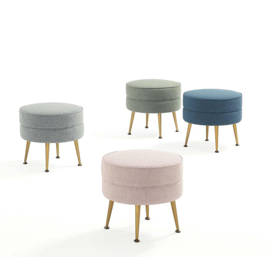 Manhattan Comfort - Bailey Woven Polyester Blend Ottoman with Stainless Steel Legs in BlueGreyOatmeal Sage Green - Set of 4 - 4-OT003-GD veiw 1
