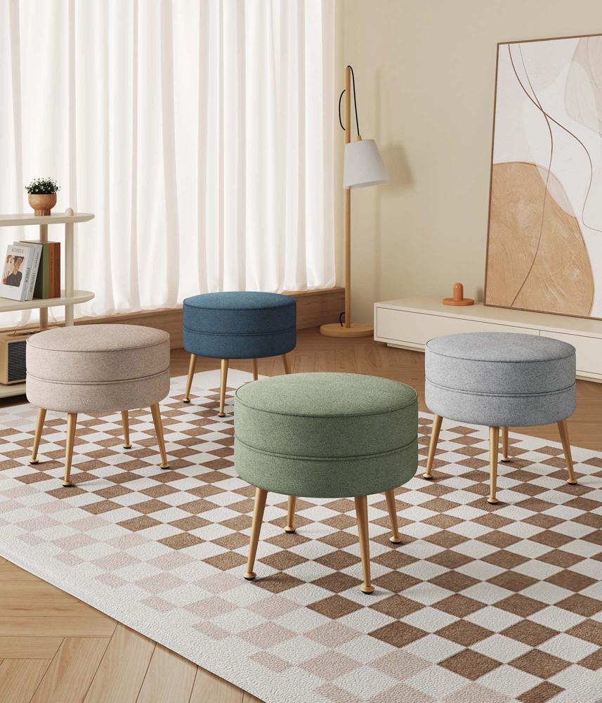 Manhattan Comfort - Bailey Woven Polyester Blend Ottoman with Stainless Steel Legs in BlueGreyOatmeal Sage Green - Set of 4 - 4-OT003-GD veiw 10