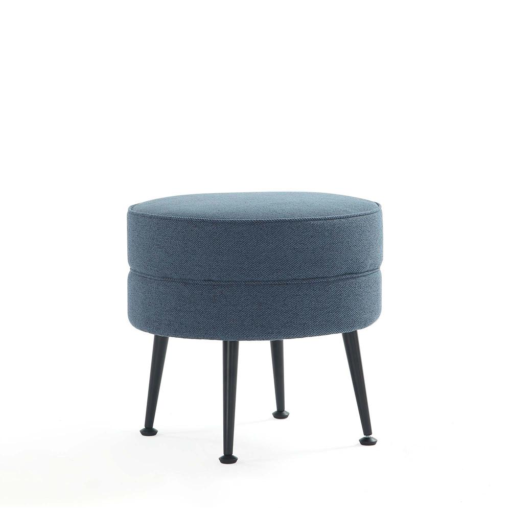 Manhattan Comfort - Bailey Woven Polyester Blend Ottoman with Stainless Steel Legs in Blue, Black Powder Coating - OT003-BLB veiw 1