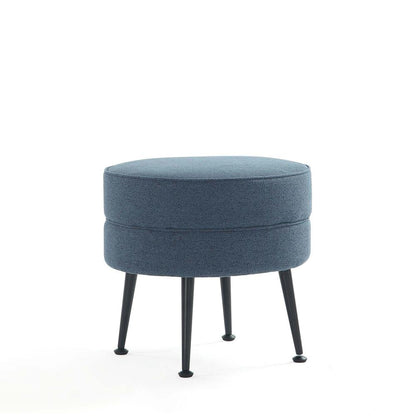 Manhattan Comfort - Bailey Woven Polyester Blend Ottoman with Stainless Steel Legs in Blue, Black Powder Coating - OT003-BLB veiw 1