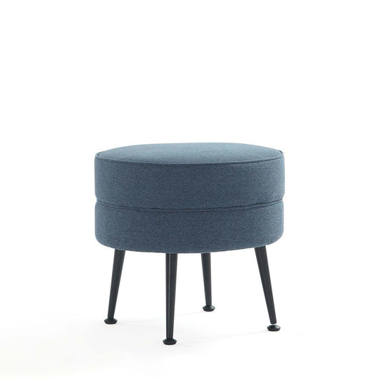 Manhattan Comfort - Bailey Woven Polyester Blend Ottoman with Stainless Steel Legs in Blue, Black Powder Coating - OT003-BLB veiw 1
