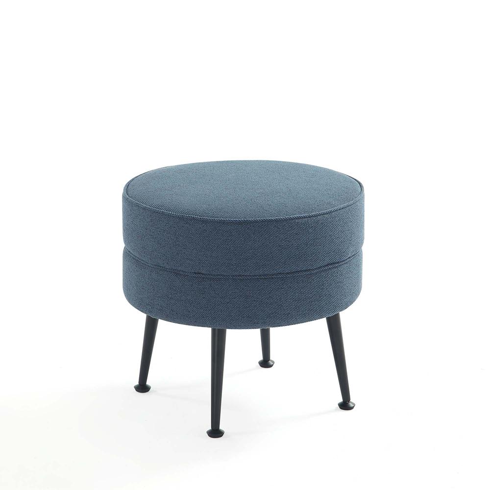 Manhattan Comfort - Bailey Woven Polyester Blend Ottoman with Stainless Steel Legs in Blue, Black Powder Coating - OT003-BLB veiw 3