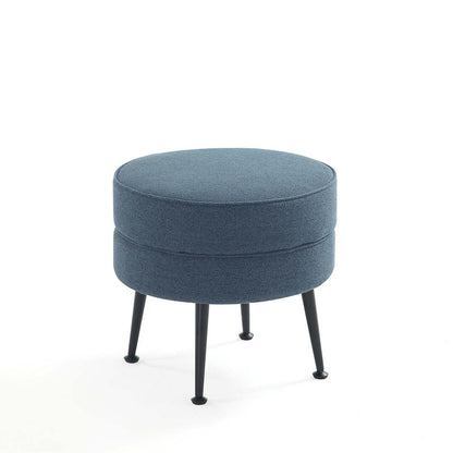 Manhattan Comfort - Bailey Woven Polyester Blend Ottoman with Stainless Steel Legs in Blue, Black Powder Coating - OT003-BLB veiw 3