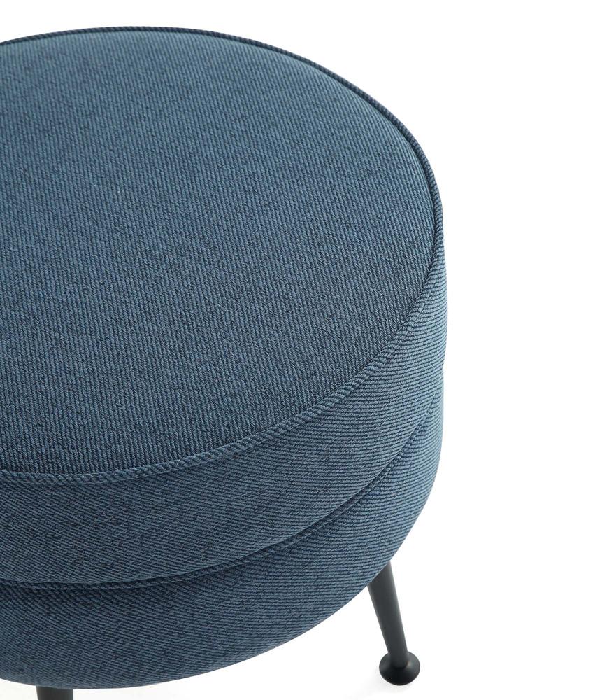Manhattan Comfort - Bailey Woven Polyester Blend Ottoman with Stainless Steel Legs in Blue, Black Powder Coating - OT003-BLB veiw 4