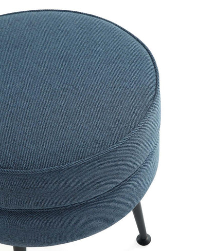 Manhattan Comfort - Bailey Woven Polyester Blend Ottoman with Stainless Steel Legs in Blue, Black Powder Coating - OT003-BLB veiw 4