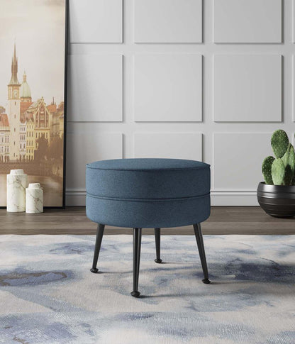 Manhattan Comfort - Bailey Woven Polyester Blend Ottoman with Stainless Steel Legs in Blue, Black Powder Coating - OT003-BLB veiw 8