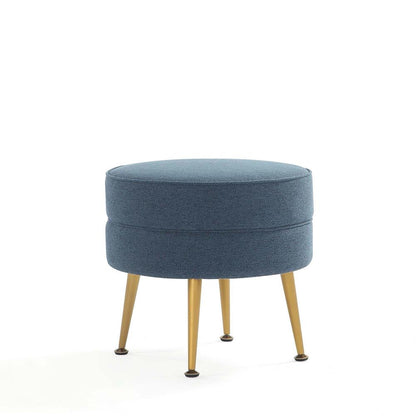 Manhattan Comfort - Bailey Woven Polyester Blend Ottoman with Stainless Steel Legs in Blue, Gold Chromed - OT003-BL veiw 1