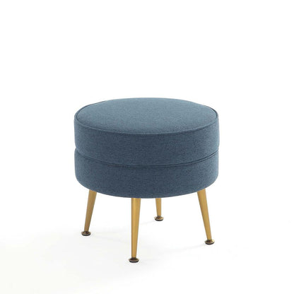 Manhattan Comfort - Bailey Woven Polyester Blend Ottoman with Stainless Steel Legs in Blue, Gold Chromed - OT003-BL veiw 3