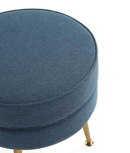 Manhattan Comfort - Bailey Woven Polyester Blend Ottoman with Stainless Steel Legs in Blue, Gold Chromed - OT003-BL veiw 4