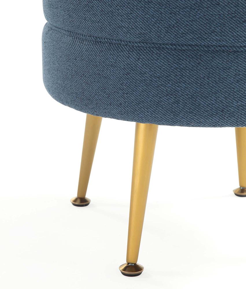 Manhattan Comfort - Bailey Woven Polyester Blend Ottoman with Stainless Steel Legs in Blue, Gold Chromed - OT003-BL veiw 5