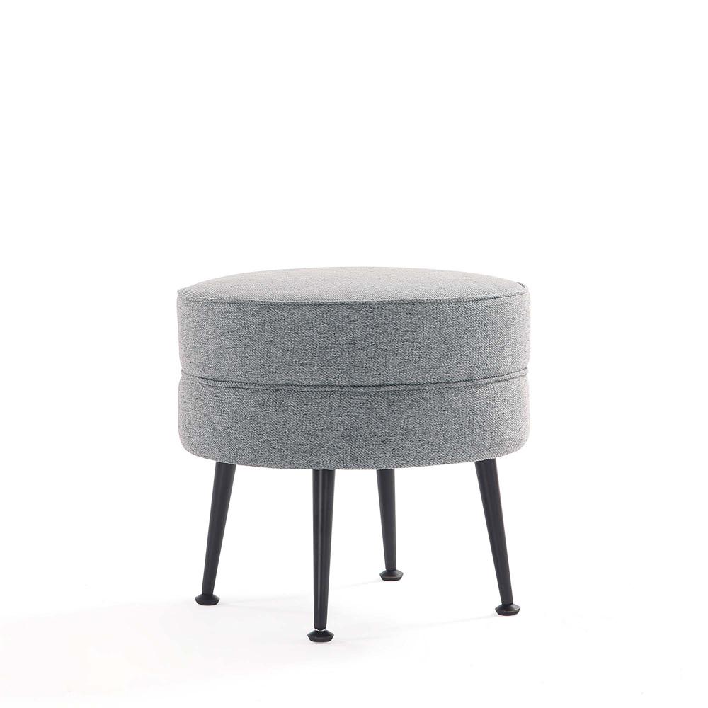 Manhattan Comfort - Bailey Woven Polyester Blend Ottoman with Stainless Steel Legs in Grey, Black Powder Coating - OT003-GYB veiw 1