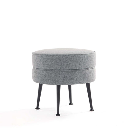 Manhattan Comfort - Bailey Woven Polyester Blend Ottoman with Stainless Steel Legs in Grey, Black Powder Coating - OT003-GYB veiw 1