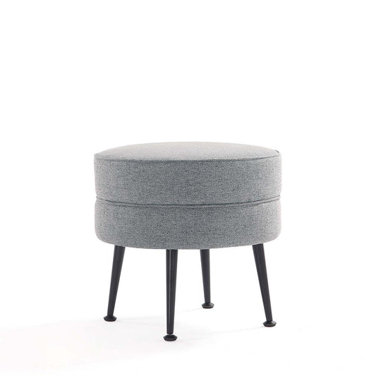 Manhattan Comfort - Bailey Woven Polyester Blend Ottoman with Stainless Steel Legs in Grey, Black Powder Coating - OT003-GYB veiw 1