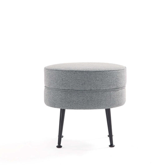 Manhattan Comfort - Bailey Woven Polyester Blend Ottoman with Stainless Steel Legs in Grey, Black Powder Coating - OT003-GYB veiw 2