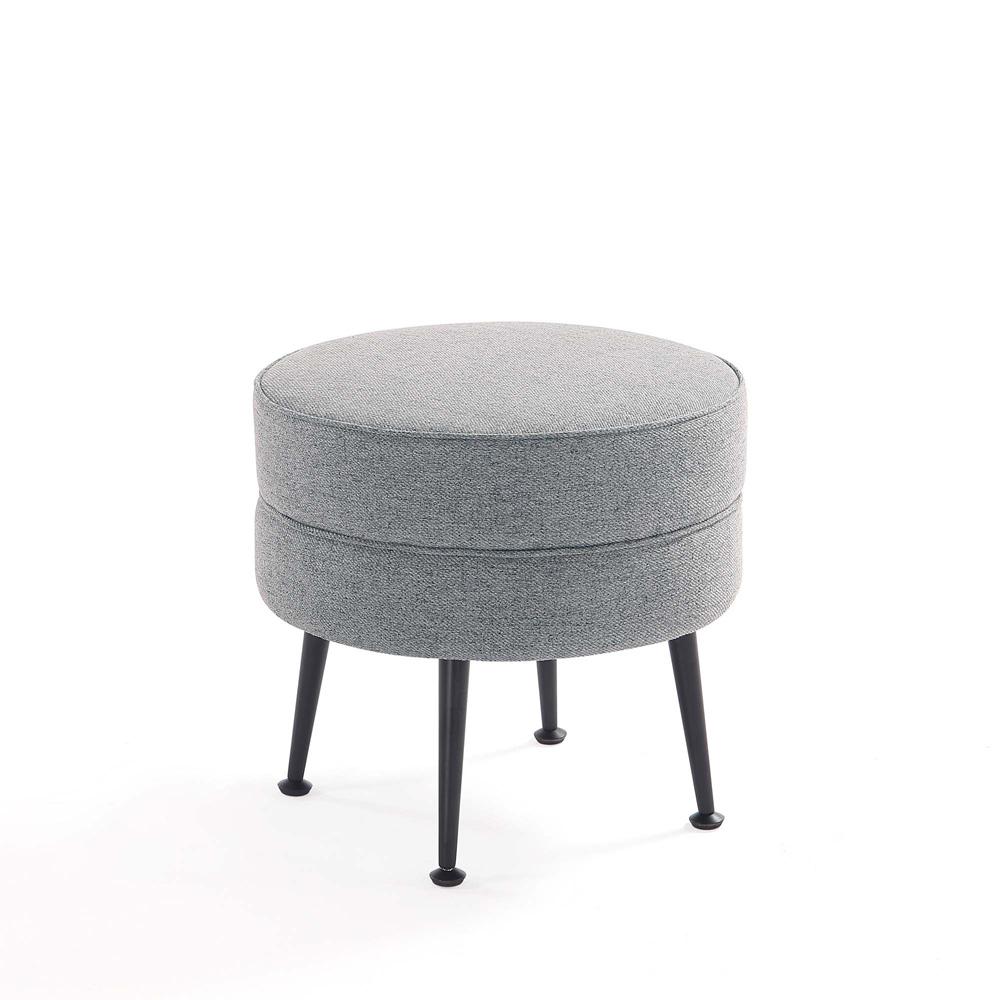Manhattan Comfort - Bailey Woven Polyester Blend Ottoman with Stainless Steel Legs in Grey, Black Powder Coating - OT003-GYB veiw 3