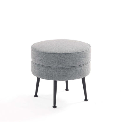 Manhattan Comfort - Bailey Woven Polyester Blend Ottoman with Stainless Steel Legs in Grey, Black Powder Coating - OT003-GYB veiw 3