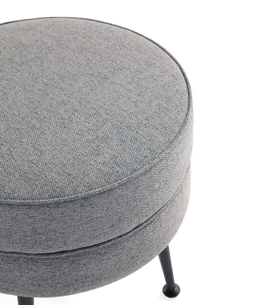 Manhattan Comfort - Bailey Woven Polyester Blend Ottoman with Stainless Steel Legs in Grey, Black Powder Coating - OT003-GYB veiw 4