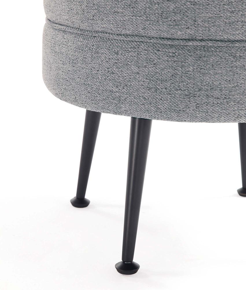 Manhattan Comfort - Bailey Woven Polyester Blend Ottoman with Stainless Steel Legs in Grey, Black Powder Coating - OT003-GYB veiw 5