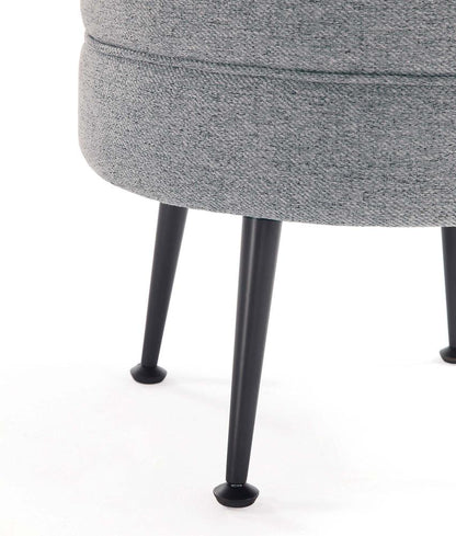 Manhattan Comfort - Bailey Woven Polyester Blend Ottoman with Stainless Steel Legs in Grey, Black Powder Coating - OT003-GYB veiw 5