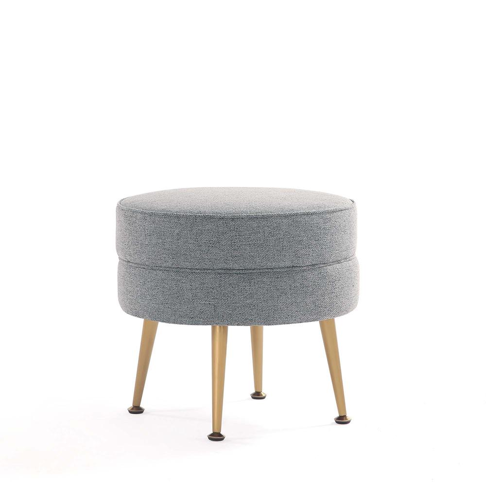 Manhattan Comfort - Bailey Woven Polyester Blend Ottoman with Stainless Steel Legs in Grey, Gold Chromed - OT003-GY veiw 1