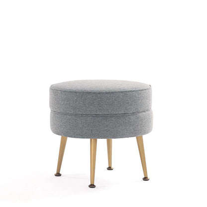 Manhattan Comfort - Bailey Woven Polyester Blend Ottoman with Stainless Steel Legs in Grey, Gold Chromed - OT003-GY veiw 1