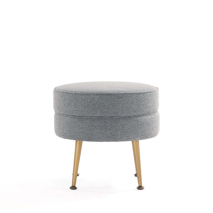 Manhattan Comfort - Bailey Woven Polyester Blend Ottoman with Stainless Steel Legs in Grey, Gold Chromed - OT003-GY veiw 2