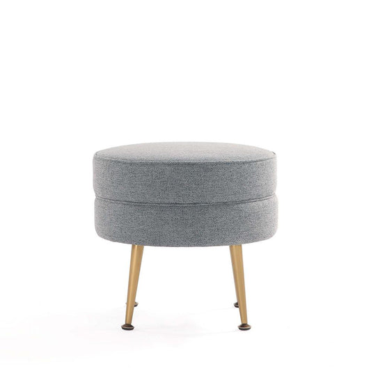 Manhattan Comfort - Bailey Woven Polyester Blend Ottoman with Stainless Steel Legs in Grey, Gold Chromed - OT003-GY veiw 2