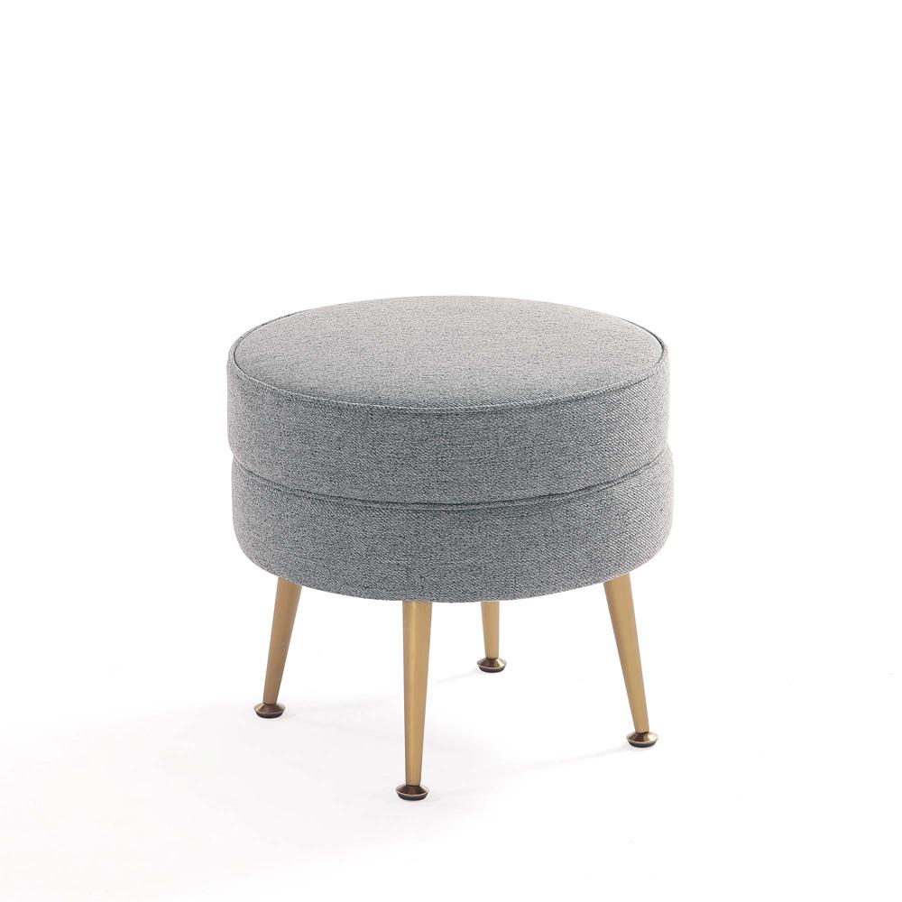 Manhattan Comfort - Bailey Woven Polyester Blend Ottoman with Stainless Steel Legs in Grey, Gold Chromed - OT003-GY veiw 3