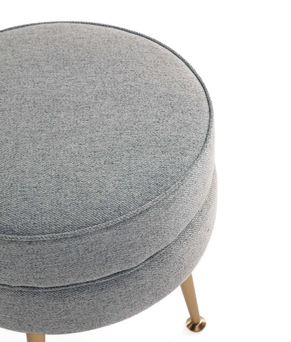 Manhattan Comfort - Bailey Woven Polyester Blend Ottoman with Stainless Steel Legs in Grey, Gold Chromed - OT003-GY veiw 4
