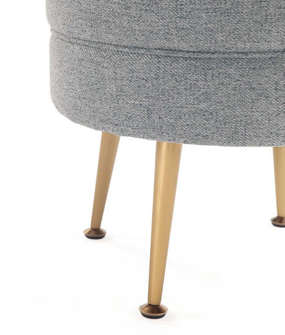 Manhattan Comfort - Bailey Woven Polyester Blend Ottoman with Stainless Steel Legs in Grey, Gold Chromed - OT003-GY veiw 5