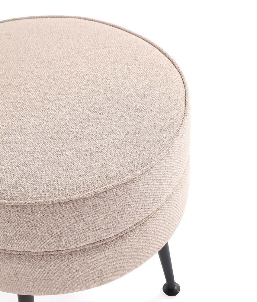 Manhattan Comfort - Bailey Woven Polyester Blend Ottoman with Stainless Steel Legs in Oatmeal , Black Powder Coating - OT003-OTB veiw 4