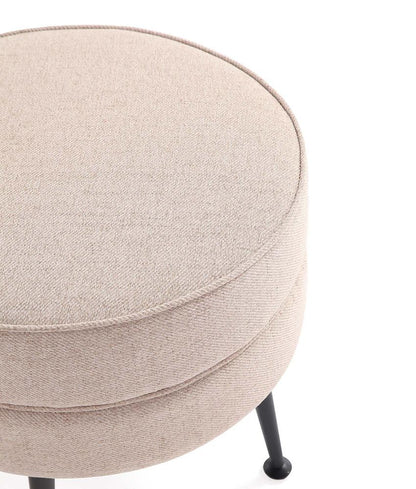 Manhattan Comfort - Bailey Woven Polyester Blend Ottoman with Stainless Steel Legs in Oatmeal , Black Powder Coating - OT003-OTB veiw 4