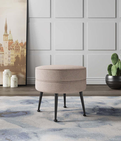 Manhattan Comfort - Bailey Woven Polyester Blend Ottoman with Stainless Steel Legs in Oatmeal , Black Powder Coating - OT003-OTB veiw 8