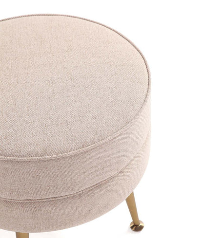 Manhattan Comfort - Bailey Woven Polyester Blend Ottoman with Stainless Steel Legs in Oatmeal , Gold Chromed - OT003-OT veiw 4