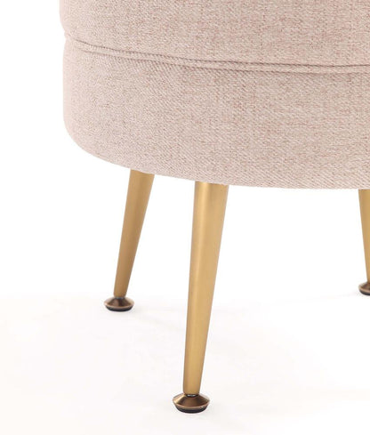 Manhattan Comfort - Bailey Woven Polyester Blend Ottoman with Stainless Steel Legs in Oatmeal , Gold Chromed - OT003-OT veiw 5