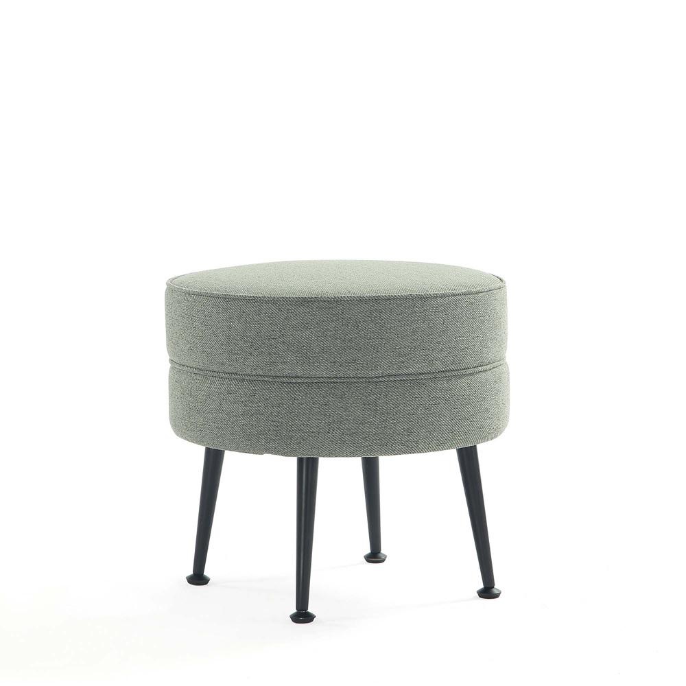 Manhattan Comfort - Bailey Woven Polyester Blend Ottoman with Stainless Steel Legs in Sage Green, Black Powder Coating - OT003-SGB veiw 1