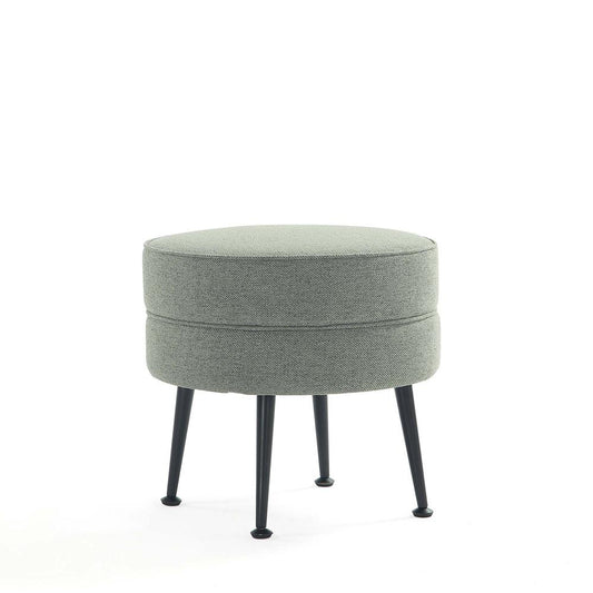 Manhattan Comfort - Bailey Woven Polyester Blend Ottoman with Stainless Steel Legs in Sage Green, Black Powder Coating - OT003-SGB veiw 1