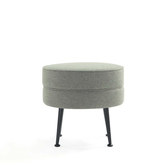 Manhattan Comfort - Bailey Woven Polyester Blend Ottoman with Stainless Steel Legs in Sage Green, Black Powder Coating - OT003-SGB veiw 2