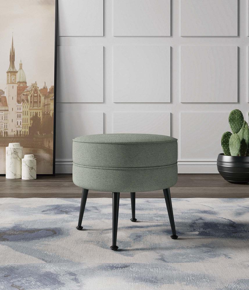 Manhattan Comfort - Bailey Woven Polyester Blend Ottoman with Stainless Steel Legs in Sage Green, Black Powder Coating - OT003-SGB veiw 8