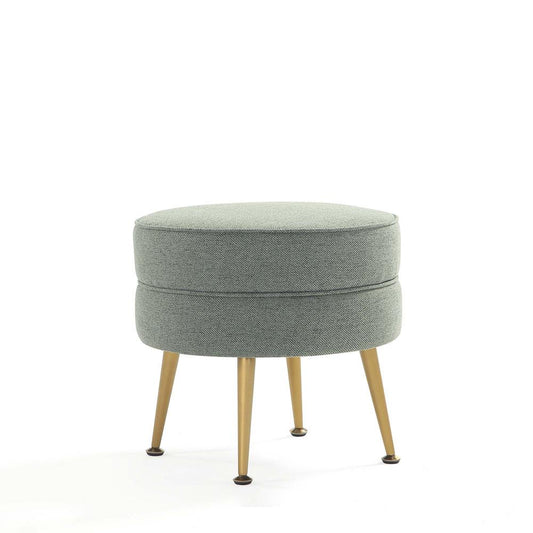 Manhattan Comfort - Bailey Woven Polyester Blend Ottoman with Stainless Steel Legs in Sage Green, Gold Chromed - OT003-SG veiw 1