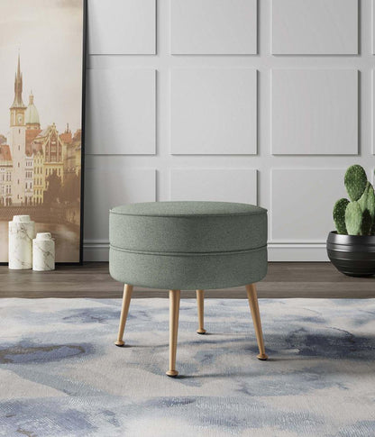Manhattan Comfort - Bailey Woven Polyester Blend Ottoman with Stainless Steel Legs in Sage Green, Gold Chromed - OT003-SG veiw 8
