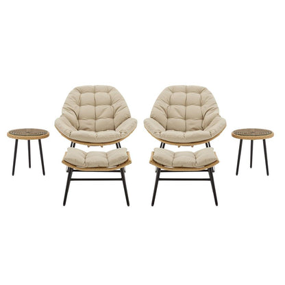 Manhattan Comfort - 6-Piece Benson Polyester Patio Rocking Chair with Steel Legs in Cream - 2-OD-CV024-CR veiw 1