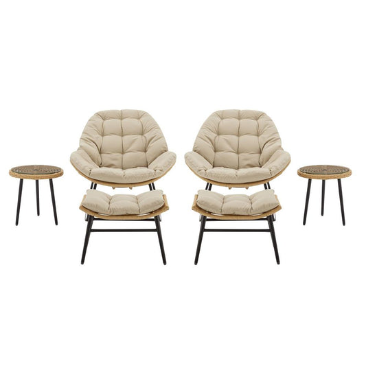 Manhattan Comfort - 6-Piece Benson Polyester Patio Rocking Chair with Steel Legs in Cream - 2-OD-CV024-CR veiw 1