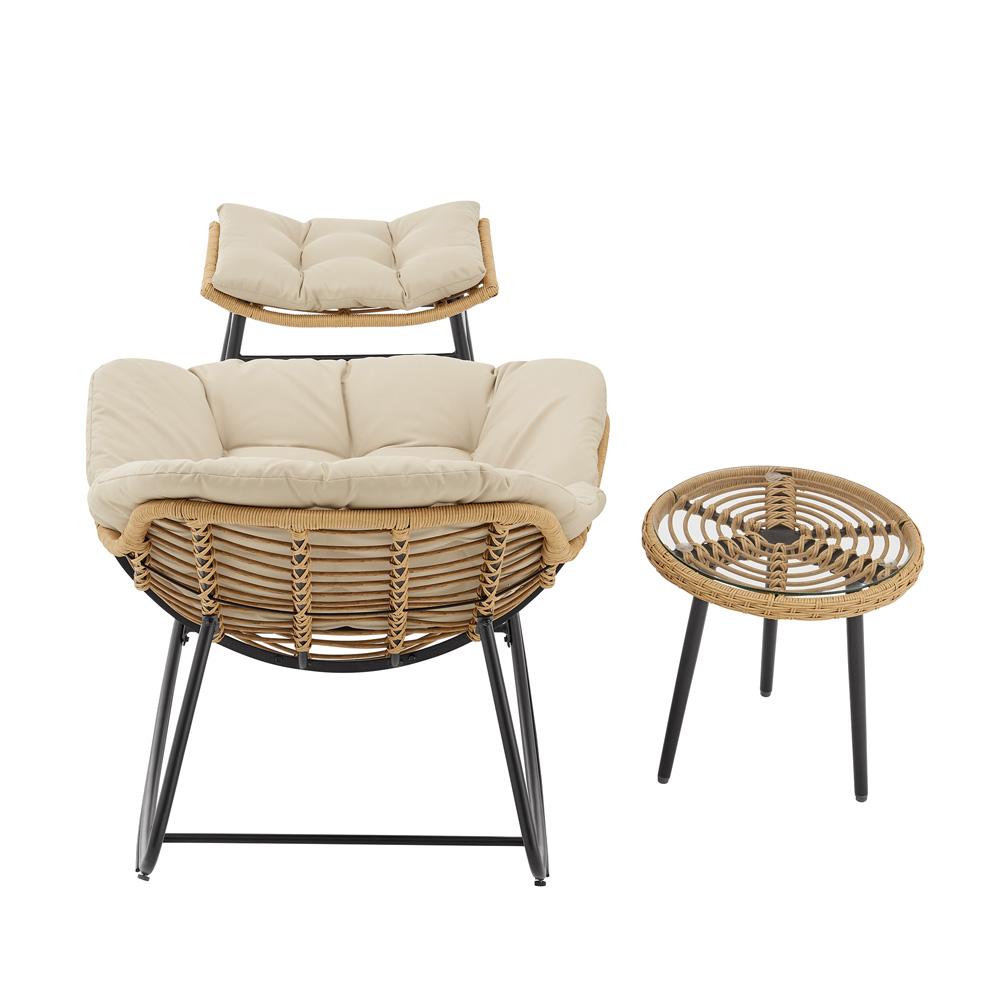Manhattan Comfort - 6-Piece Benson Polyester Patio Rocking Chair with Steel Legs in Cream - 2-OD-CV024-CR veiw 5