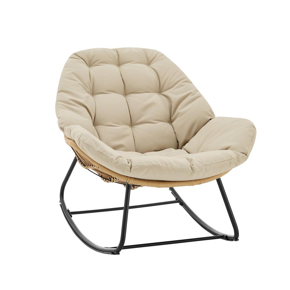 Manhattan Comfort - 6-Piece Benson Polyester Patio Rocking Chair with Steel Legs in Cream - 2-OD-CV024-CR veiw 6